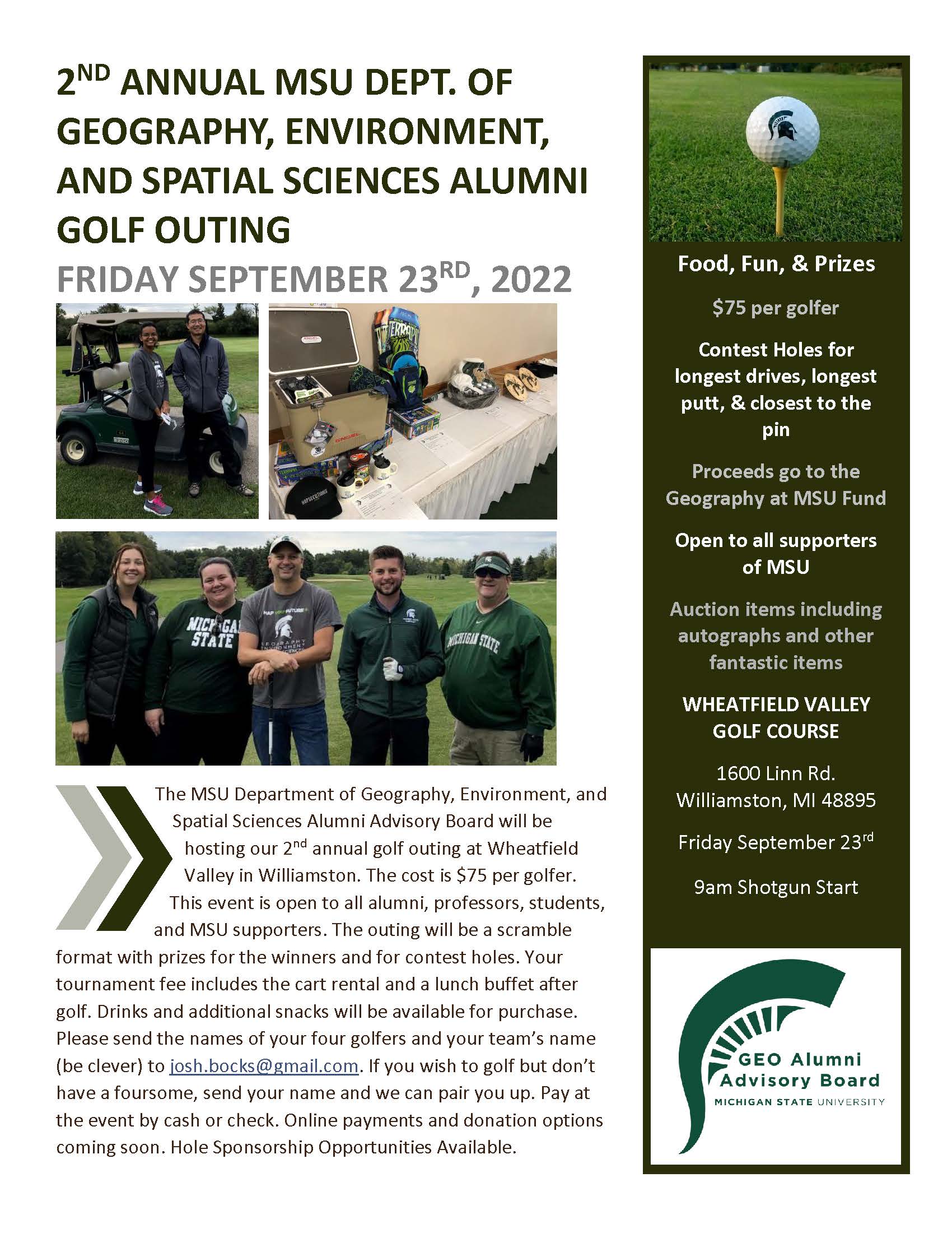 Flyer for GEO Alumni Advisory Board Golf Outing