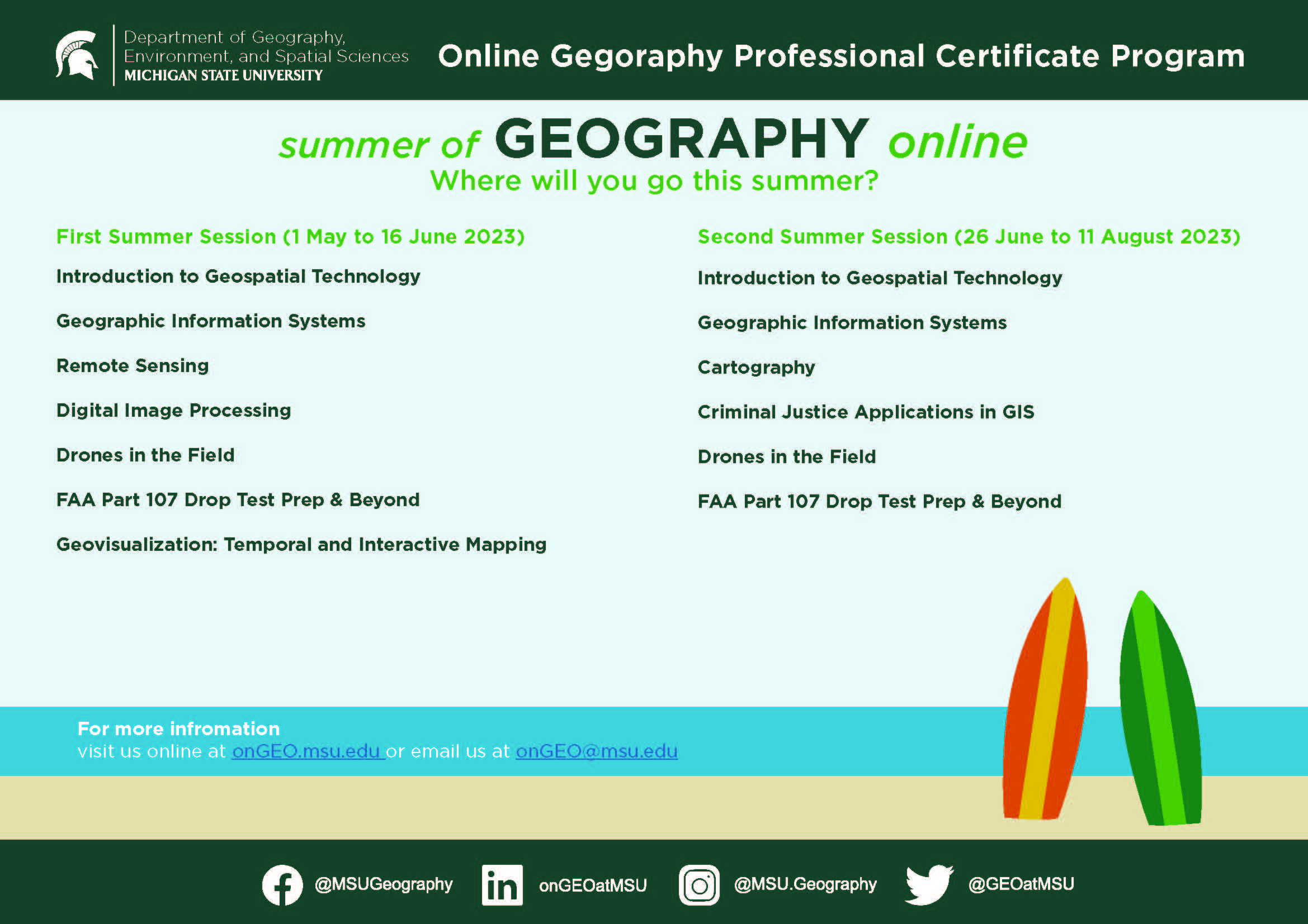 onGEO Professional Certificate Courses Summer 2023