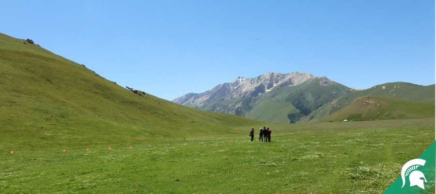 Group conducting land use research in mountainous region