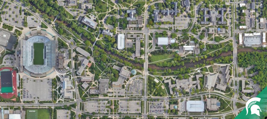 Aerial view of MSU campus