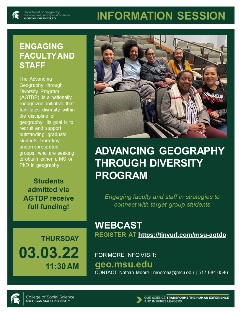 Event flyer for AGTDP Information Session on March 3, 2022 at 11:30 AM.
