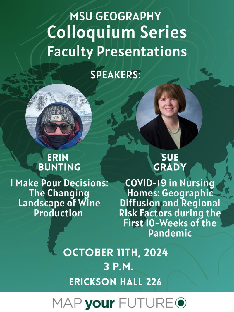 Flyer for MSU Geography Colloquium on October 11, 2024