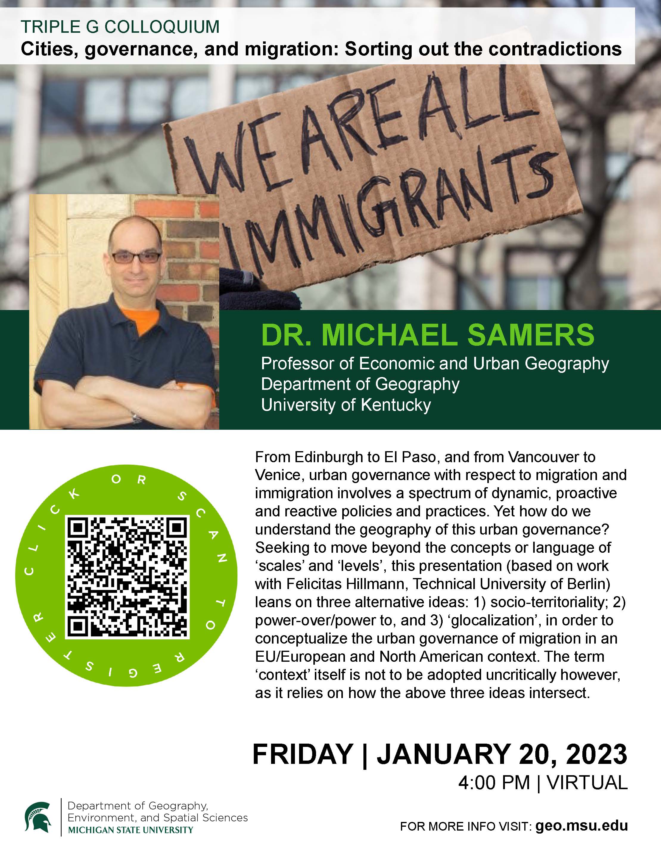 Triple G Colloquium with Dr. Michael Samers