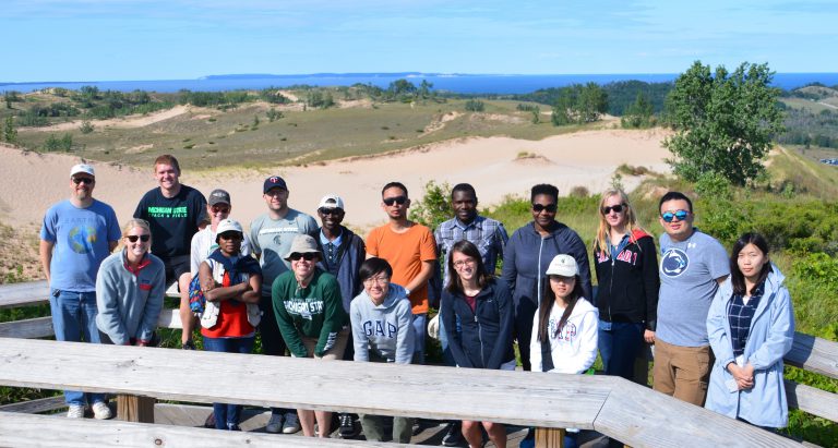  Image of 2017-2018 GEOCamp grad students at Sleeping Bear Dunes overlook