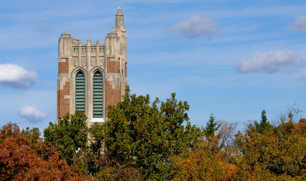 Beaumont Tower at MSU in fall 