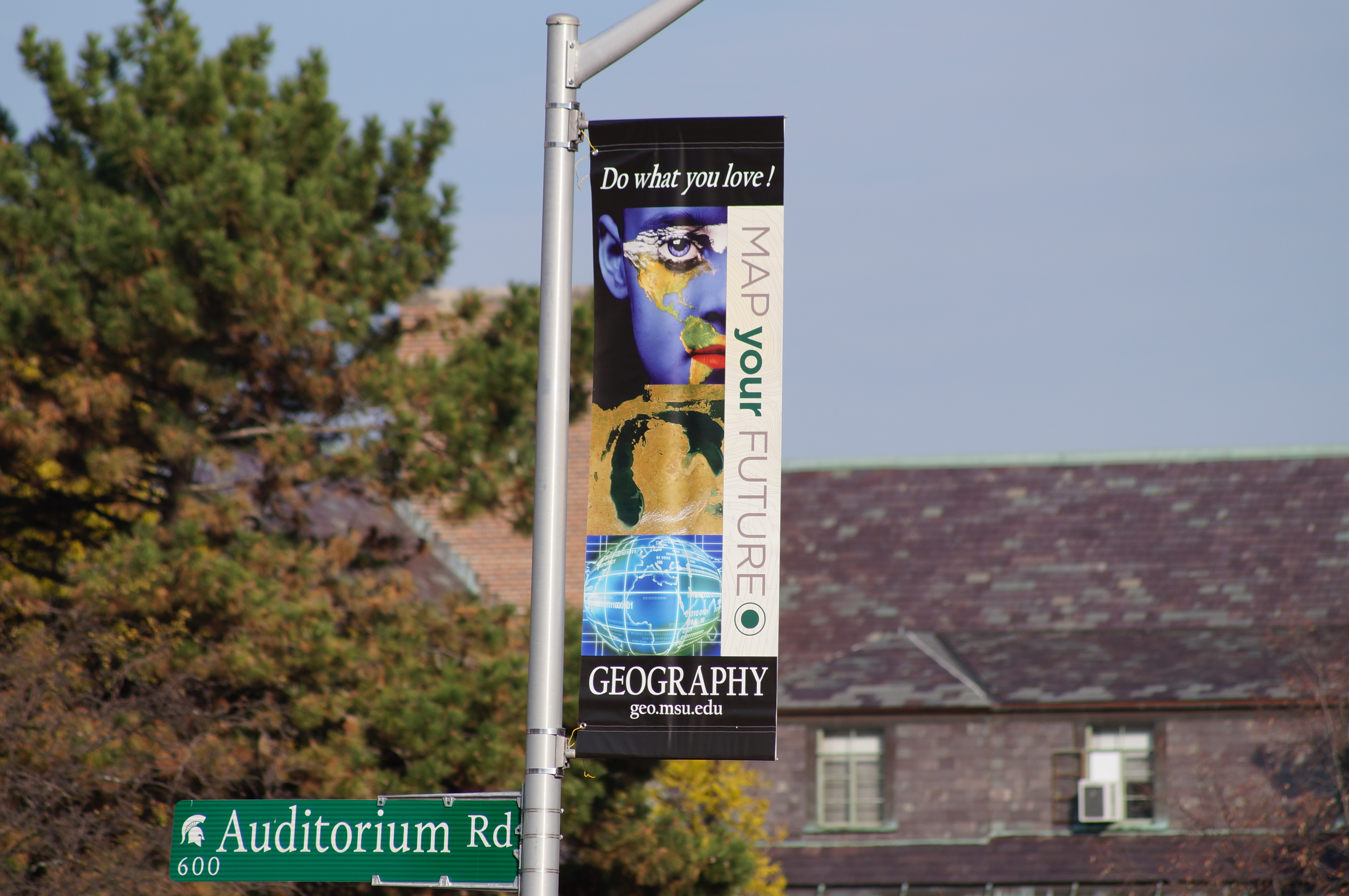 MSU Geography banner on campus