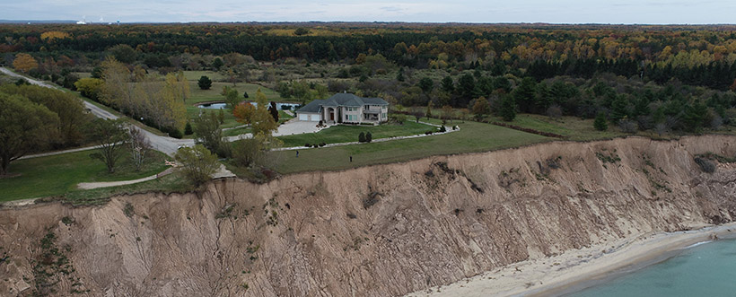 Image depicting coastal erosion along Lake Michigan shoreline