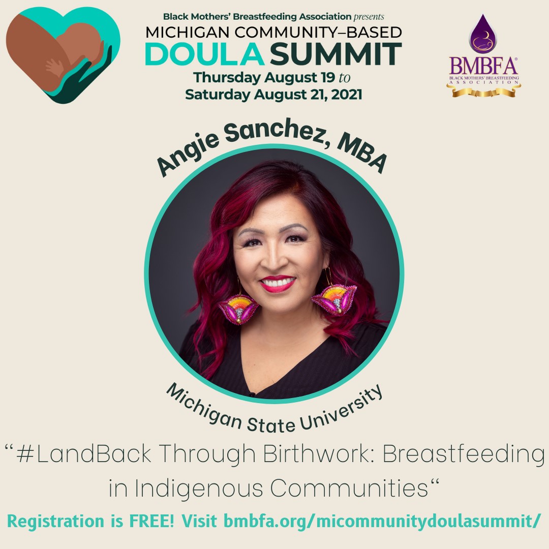 Flyer for Michigan Community-based Doula Summit session with Angie Sanchez