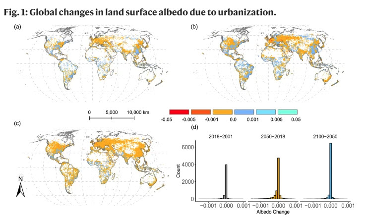 Global changes in land surface albedo due to urganization