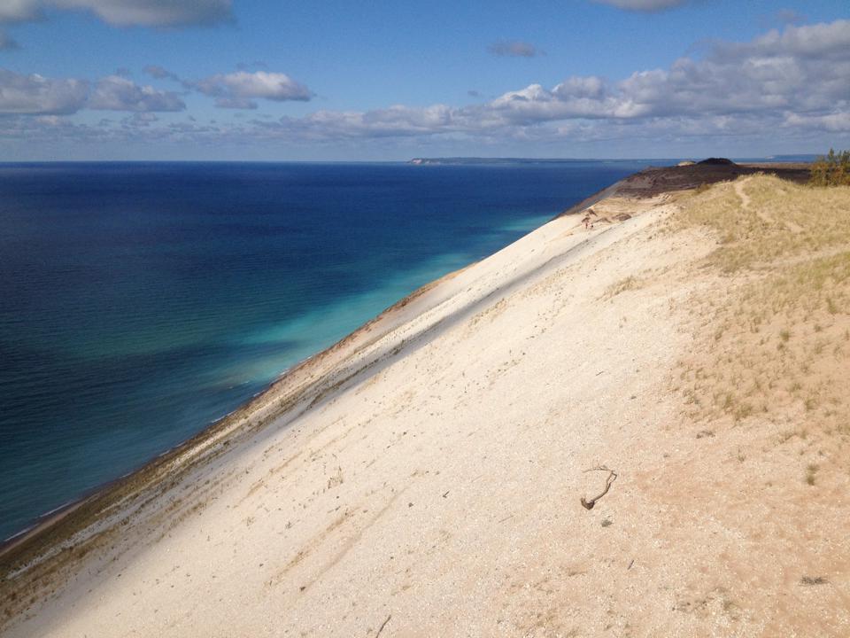 A scenic vista greets visitors at the Lake Michigan Overlook along the Pierce Stocking Scenic Drive at Sleeping Bear Dunes National Lakeshore. (Credit: Diane Huhn)