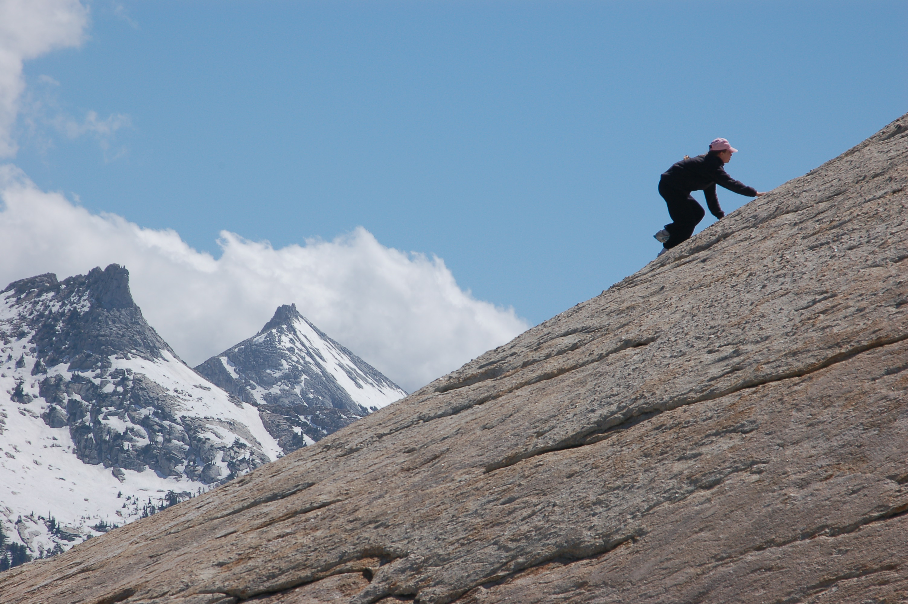 Student climbing mountain
