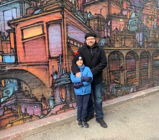In Toronto, Canada, with Noah. 