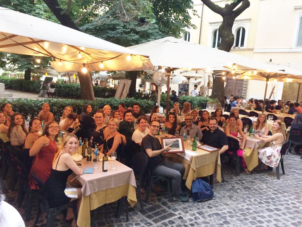 Arts, Culture and Urban Sustainability in Rome (IT). Class dinner at Piazza Sforza Cesarini, Rome. 